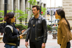 Keisha Castle-Hughes as Special Agent Hana Gibson, Dylan McDermott as Supervisory Special Agent Remy Scott and Alexa Davalos as Special Agent Kristin Gaines in FBI Most Wanted