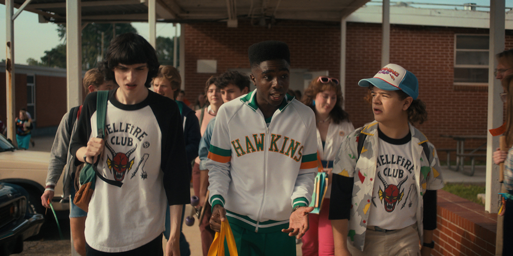 Finn Wolfhard, Caleb McLaughlin, Gaten Matarazzo in Stranger Things 4