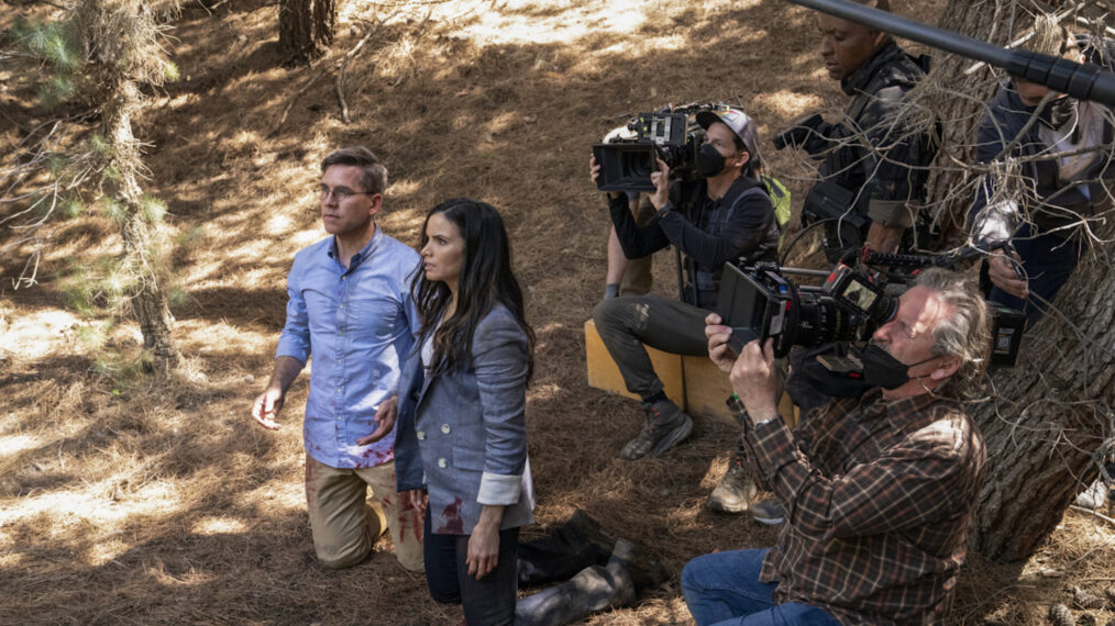 Brian Dietzen and Katrina Law filming NCIS