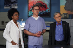 Diona Reasonover as Forensic Scientist Kasie Hines, Brian Dietzen as Jimmy Palmer, and David McCallum as Dr. Donald 