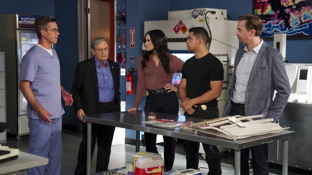 Brian Dietzen, David McCallum, Katrina Law, Wilmer Valderrama, Sean Murray in NCIS - 'Birds of a Feather'