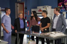 Brian Dietzen, David McCallum, Katrina Law, Wilmer Valderrama, Sean Murray in NCIS - 'Birds of a Feather'