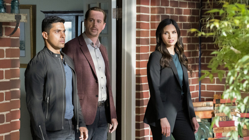 Wilmer Valderrama as Special Agent Nicholas “Nick” Torres, Sean Murray as Special Agent Timothy McGee, and Katrina Law as NCIS Special Agent Jessica Knight in NCIS