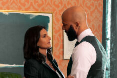 Poorna Jagannathan as Nalini and Common as Dr. Jackson in Never Have I Ever