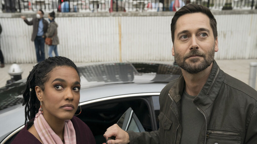 Freema Agyeman as Dr. Helen Sharpe, Ryan Eggold as Dr. Max Goodwin in New Amsterdam