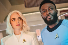 Jess Bush as Chapel and Babs Olusanmokun as M’Benga in Star Trek Strange New Worlds