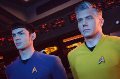 Ethan Peck as Spock and Anson Mount as Pike in Star Trek Strange New Worlds