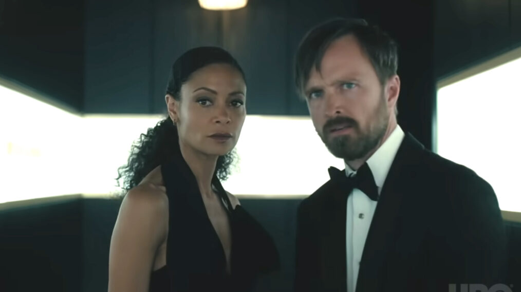 Thandiwe Newton and Aaron Paul in Westworld