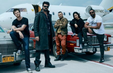 The Boys Season 3 cast - Jack Quaid, Karl Urban, Tomer Capone, Karen Fukuhara, Laz Alonso