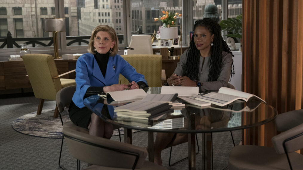 Christine Baranski as Diane Lockhart and Audra McDonald as Liz Reddick in The Good Fight