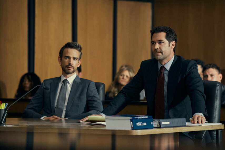 Christopher Gorham as Trevor Elliot, Manuel Garcia-Rulfo as Mickey Haller in The Lincoln Lawyer