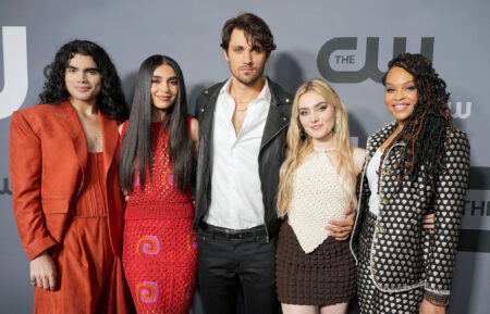 JoJo Fleites, Nida Khurshid, Drake Rodger, Meg Donnelly, and Demetria McKinney attend the 2022 CW Upfront