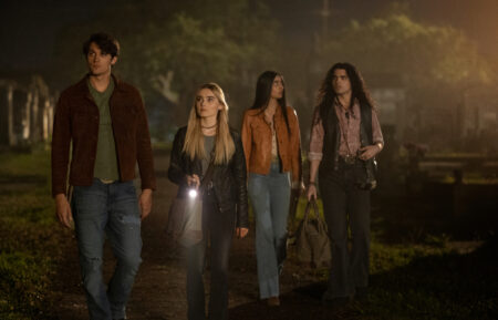 Drake Rodger as John, Meg Donnelly as Mary, Nida Khurshid as Latika and Jojo Fleites as Carlos in The Winchesters