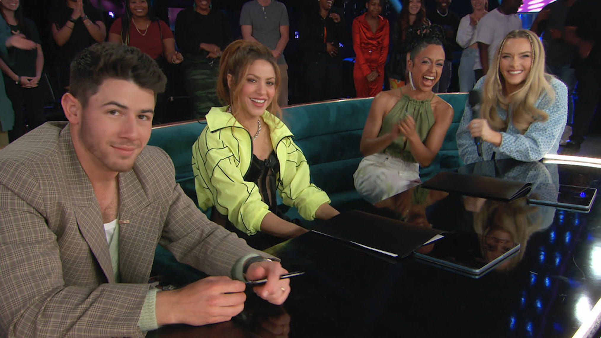Nick Jonas, Shakira, Liza Koshy, Camille Kostek in the Dancing With Myself Series Premiere on NBC