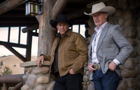 Kevin Costner as John Dutton and Neal McDonough as Malcolm Beck in Yellowstone