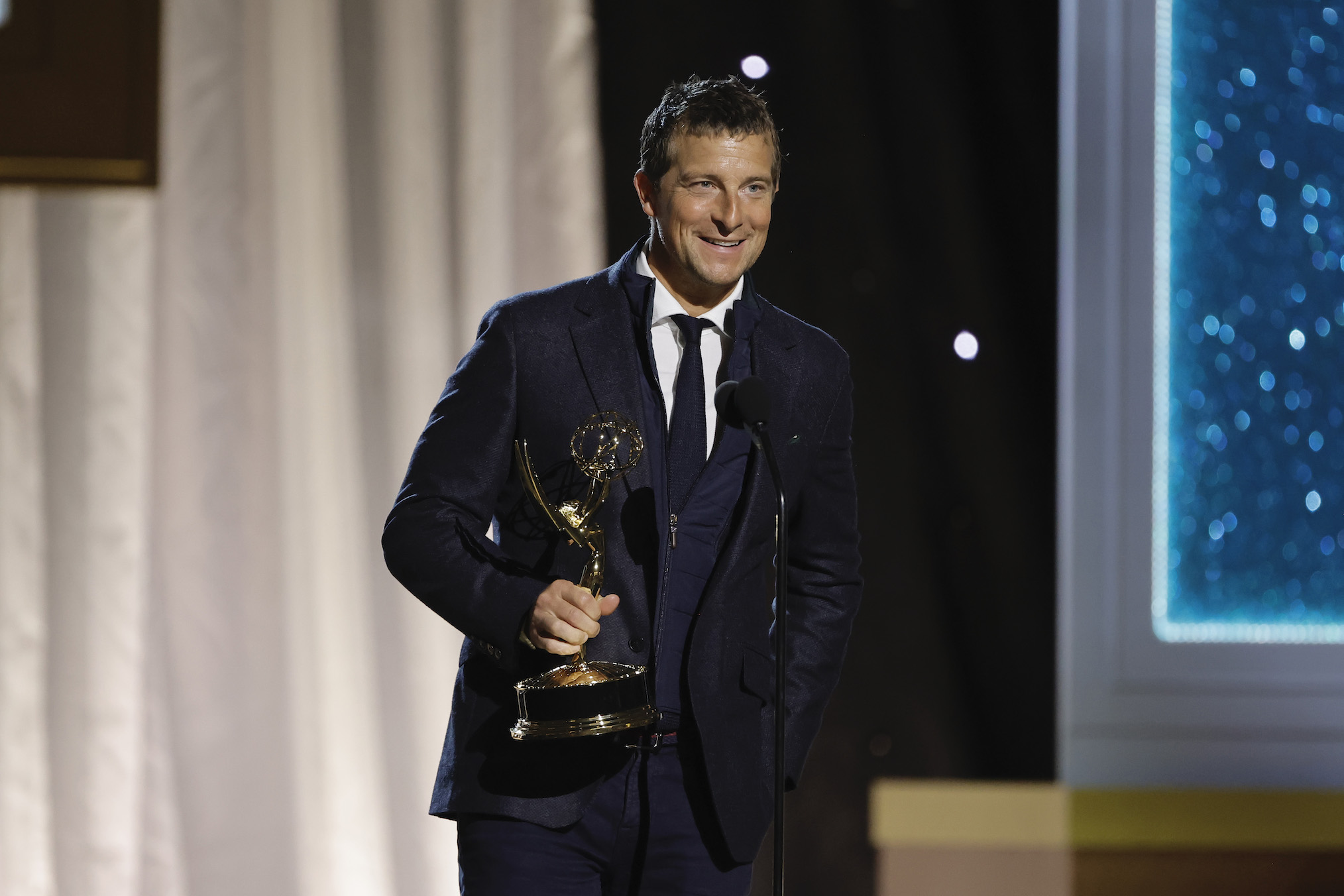 Bear Grylls accepts the award for Outstanding Daytime Program Host for 'Bear Grylls You vs. Wild: Out Cold' during the 2022 Creative Arts & Lifestyle Emmys at Pasadena Convention Center on June 18, 2022 in Pasadena, California.