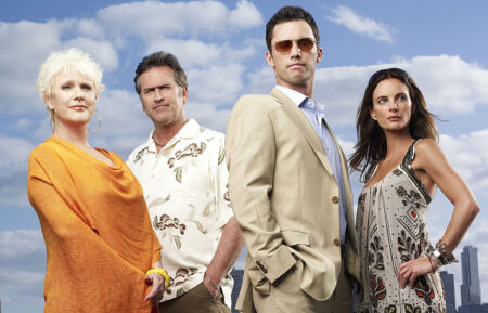 Burn Notice cast - Sharon Gless, Bruce Campbell, Jeffrey Donovan, and Gabrielle Anwar