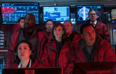 Mike Colter as David Acosta, Katja Herbers as Kristen Bouchard, Aasif Mandvi as Ben Shakir, Michael Emerson as Leland Townsend in Evil