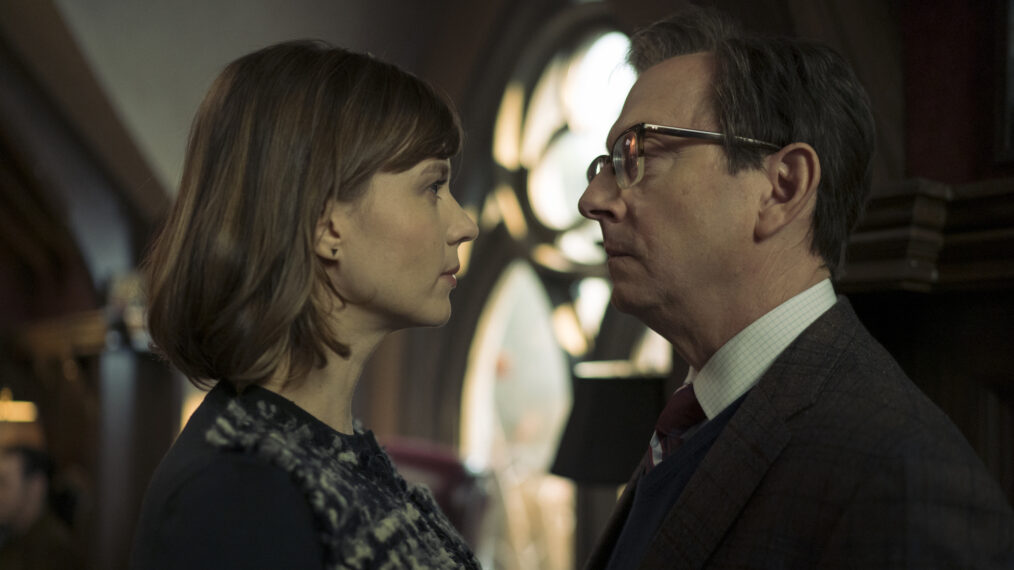 Katja Herbers as Kristen Bouchard and Michael Emerson as Leland Townsend in Evil