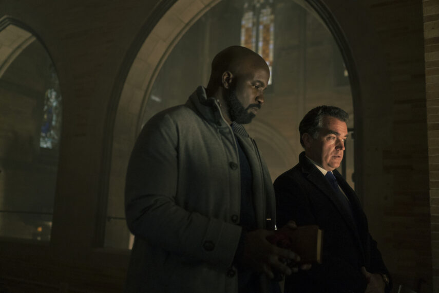 Mike Colter as David Acosta and Brian D’Arcy James as Victor Leconte in Evil