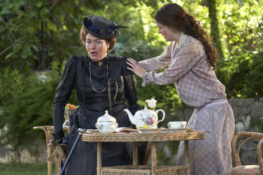 Anna Chancellor as Lady Latchmere, Imogen King as Melissa in Hotel Portofino