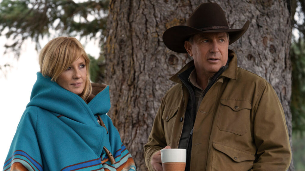 Kelly Reilly and Kevin Costner in Yellowstone