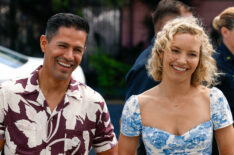 Jay Hernandez as Thomas Magnum and Perdita Weeks as Juliet Higgins in Magnum PI