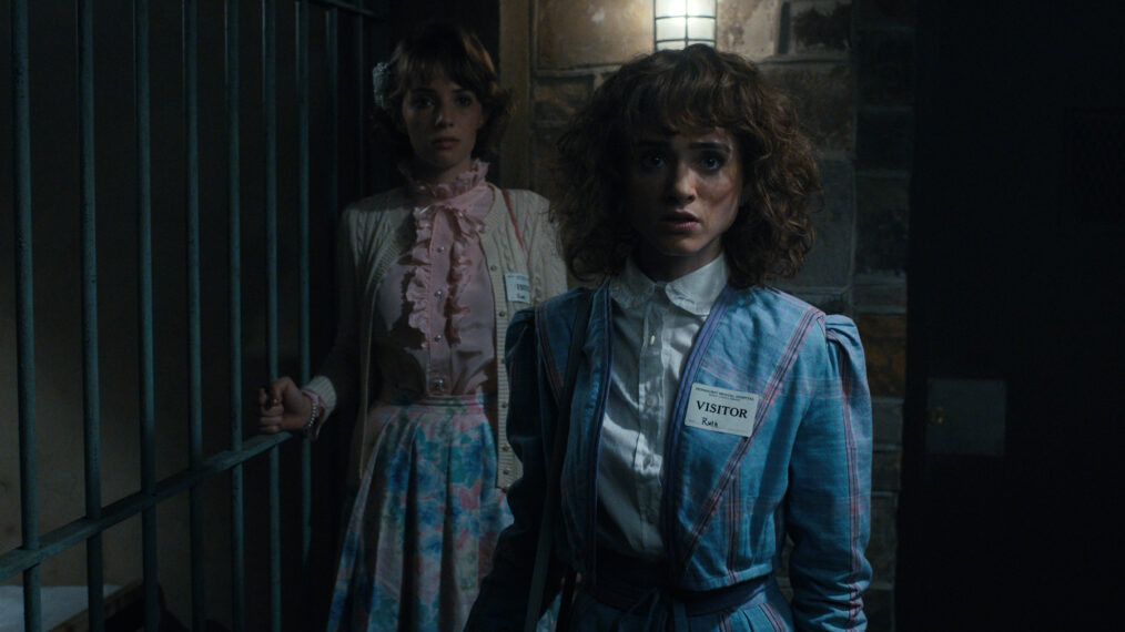 Maya Hawke as Robin Buckley and Natalia Dyer as Nancy Wheeler in 'Stranger Things'