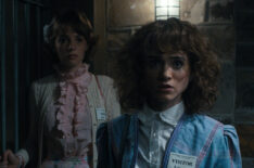 Maya Hawke as Robin Buckley and Natalia Dyer as Nancy Wheeler in 'Stranger Things'