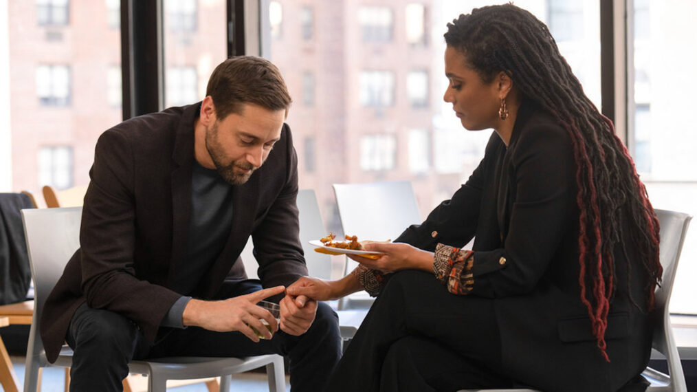 Ryan Eggold as Dr. Max Goodwin, Freema Agyeman as Dr. Helen Sharpe in New Amsterdam