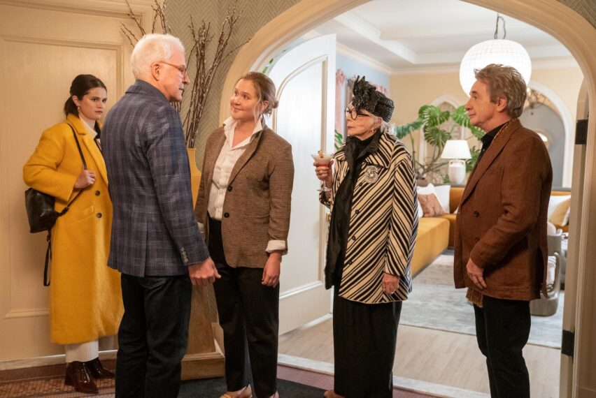 Selena Gomez, Steve Martin, Amy Schumer, Shirley MacLaine, Martin Short in Only Murders in the Building