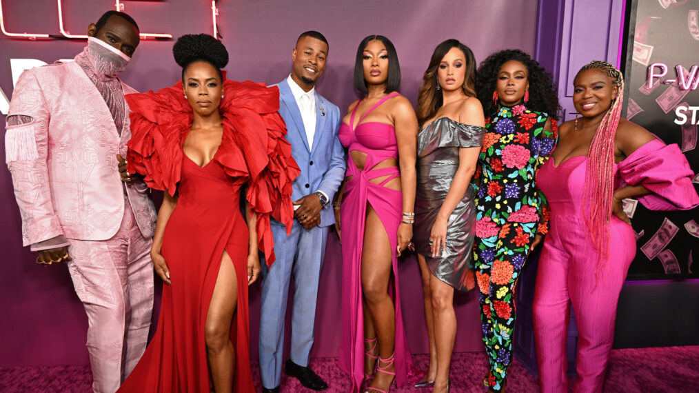 Nicco Annan, Brandee Evans, J. Alphonse Nicholson, Megan The Stallion, Elarica Johnson, Shannon Thornton, and Katori Hall from 'P Valley' Season 2