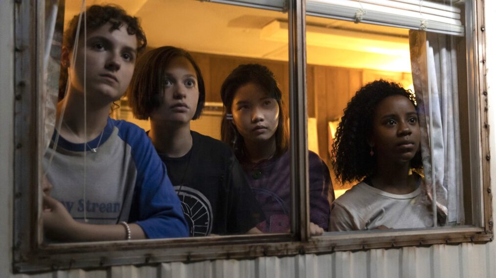 Fina Strazza, Sofia Rosinsky, Riley Lai Nelet, and Camryn Jones in Paper Girls - Season 1