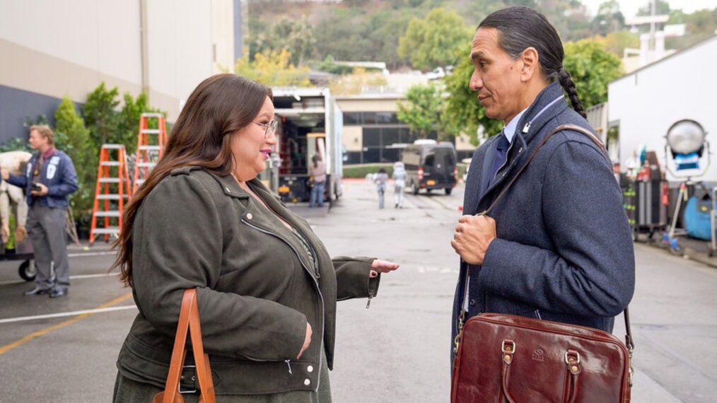 Jana Schmieding and Michael Greyeyes in Rutherford Falls - Season 2