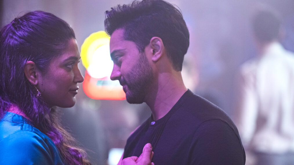 Anuja Joshi as Leela and Manish Dayal as Devon in The Resident