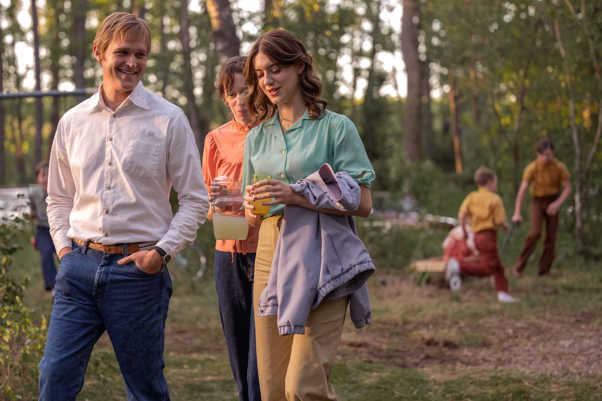 Wyatt Russell as Dan Lafferty and Daisy Edgar Jones as Brenda Lafferty in Under the Banner of Heaven