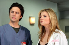 Zach Braff and Sarah Chalke in Scrubs