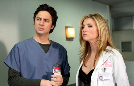 Zach Braff and Sarah Chalke in Scrubs