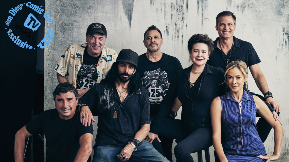 Anthony C. Ferrante, David Michael Latt, Richard Grieco, David Rimawi, Sean Young, Casper Van Dien, and Kristanna Loken at TV Insider's SDCC portrait studio