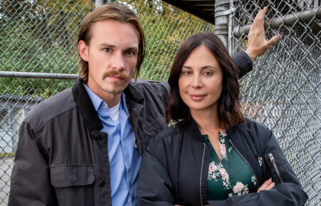 Catherine Bell and Tom Stevens in Jailbreak Lovers on Lifetime