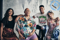 Reginald the Vampire's Savannah Basley, Jacob Batalon, Mandela Van Peebles, and Emily Haine at TV Insider's SDCC portrait studio