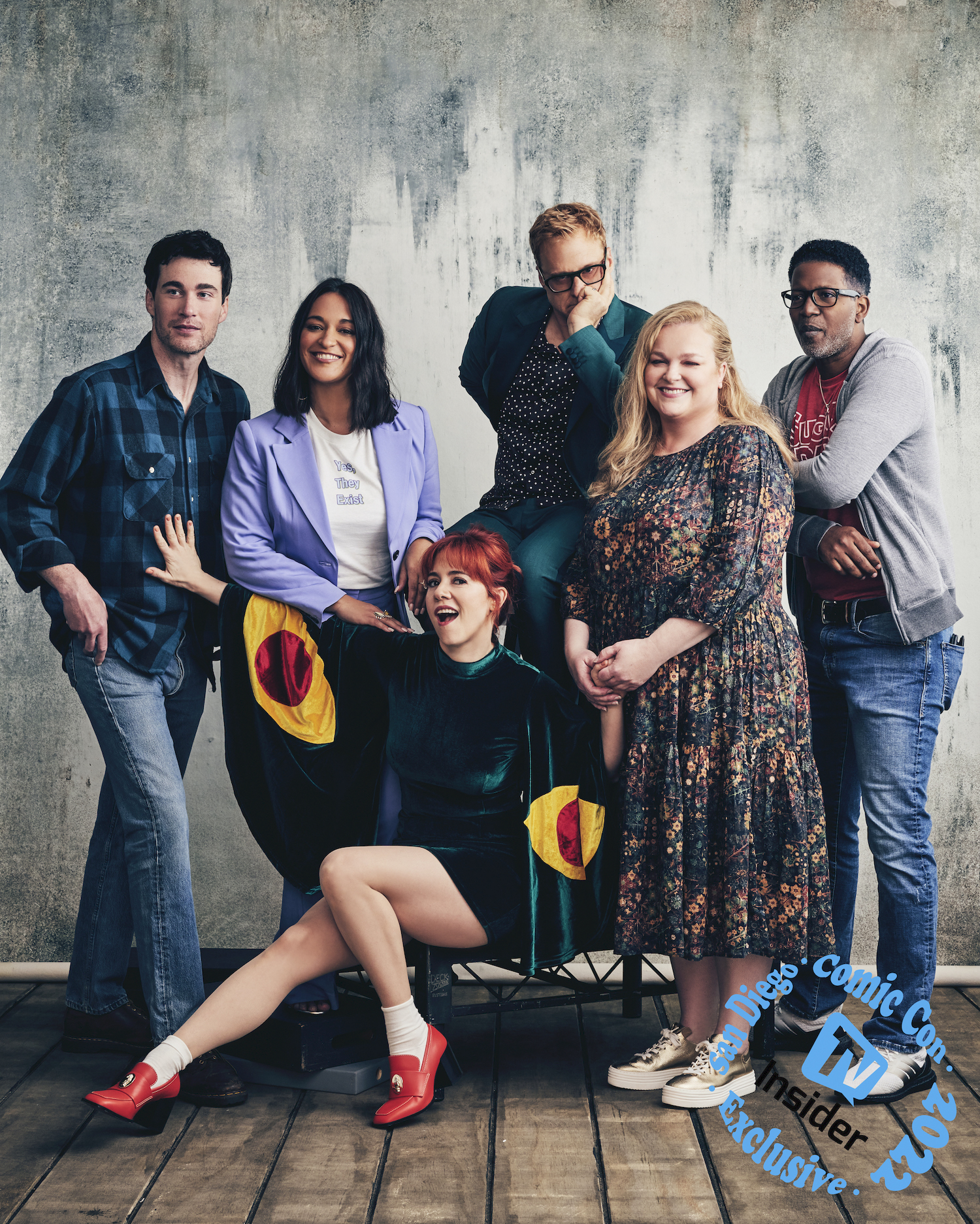 The Cast of Resident Alien at San Diego Comic-Con - Levi Fiehler, Sara Tomko, Alice Wetterlund, Alan Tudyk, Elizabeth Bowen, Corey Reynolds