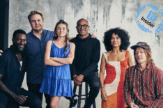 The Walking Dead's Michael James Shaw, Josh McDermitt, Cailey Fleming, Seth Gilliam, Lauren Ridloff, and Norman Reedus at TV Insider's SDCC portrait studio