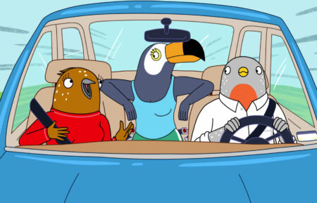 Bertie, Tuca and Speckle in the car.
