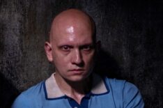 Anthony Carrigan chained to a radiator in Barry