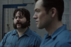 Paul Walter Hauser as Larry and Taron Egerton as Jimmy in Black Bird