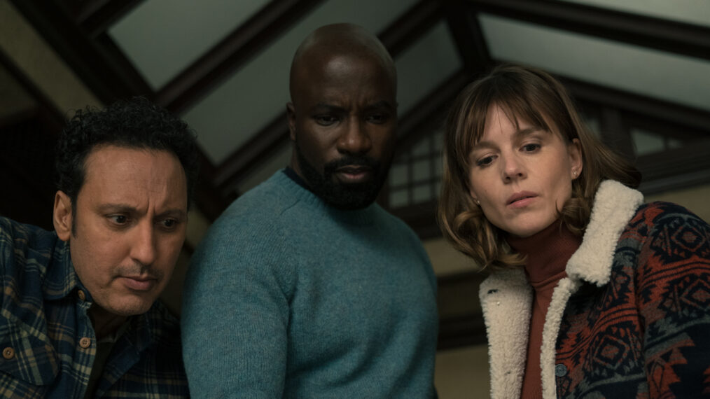 Aasif Mandvi as Ben Shakir, Mike Colter as David Acosta, and Katja Herbers as Kristen Bouchard in Evil - 'The Demon of the Road'