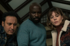 Aasif Mandvi as Ben Shakir, Mike Colter as David Acosta, and Katja Herbers as Kristen Bouchard in Evil - 'The Demon of the Road'