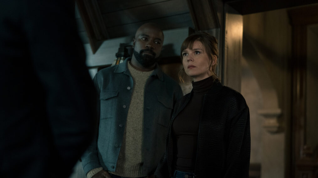 Mike Colter as David Acosta and Katja Herbers as Kristen Bouchard in Evil - 'The Demon of Cults'
