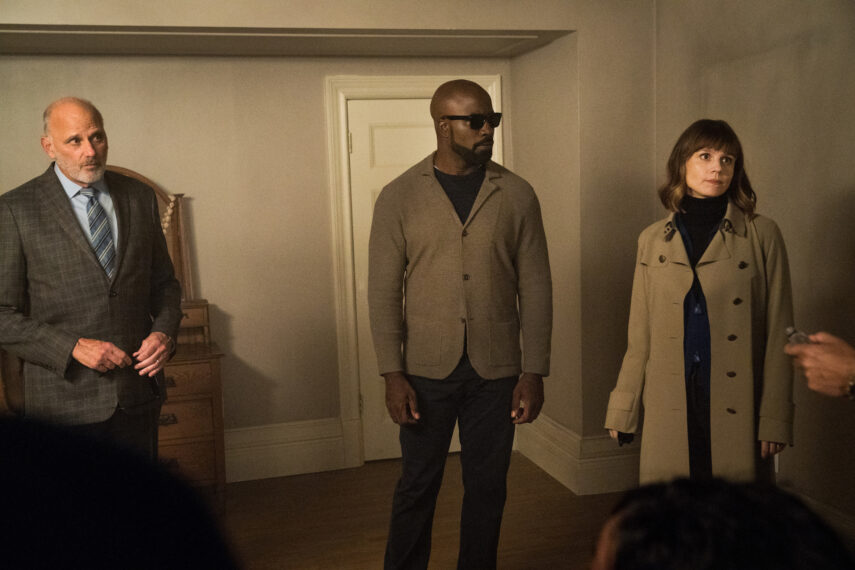 Kurt Fuller as Dr. Boggs, Mike Colter as David Acosta and Katja Herbers as Kristen Bouchard in Evil